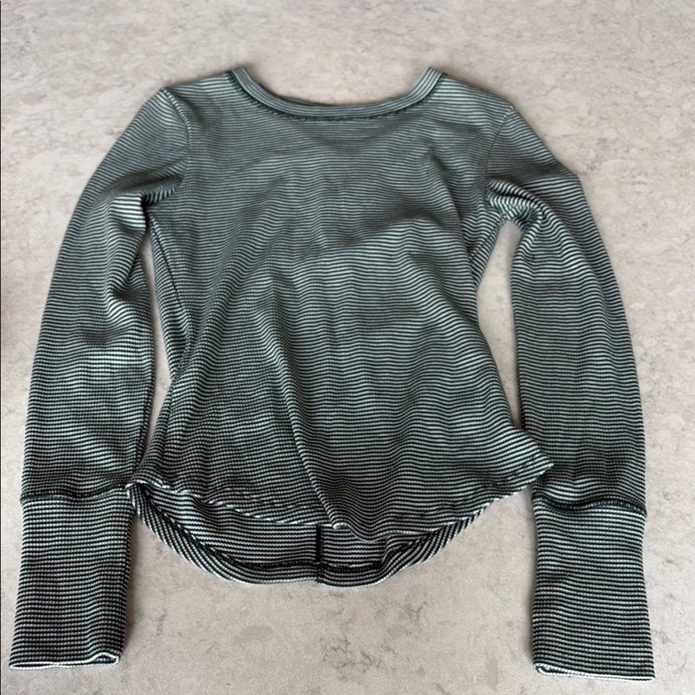 American Eagle Outfitters Green and White Striped Tee